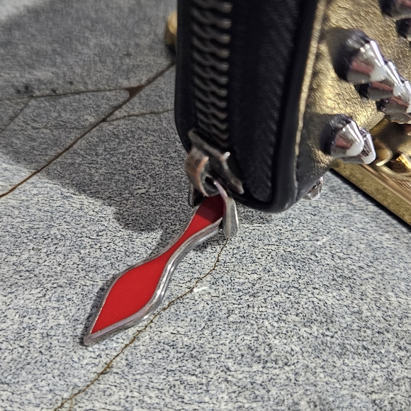 Christian Louboutin Studded Black Wallet with Silver Accents - Picture 6 of 17